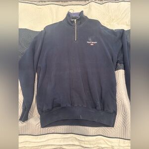 Vintage Polo Sport Ralph Lauren Sweatshirt Mens Large Navy 1/4 Zip US Flag Logo